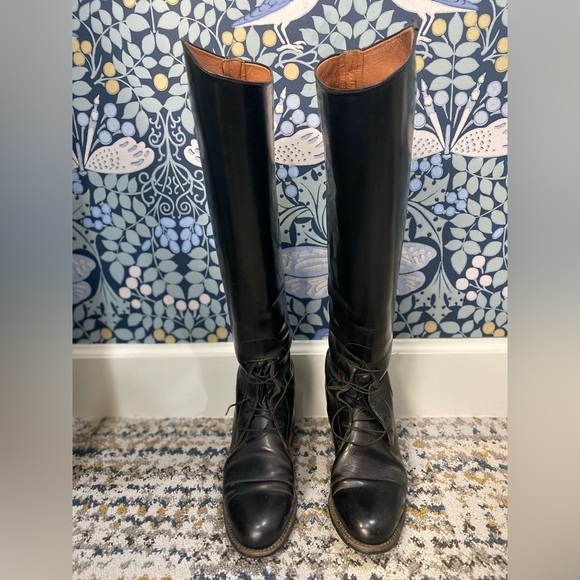 Vintage Pytchley Riding Equestrian Black Leather Knee-High Women's Boots AS IS - Picture 1 of 11